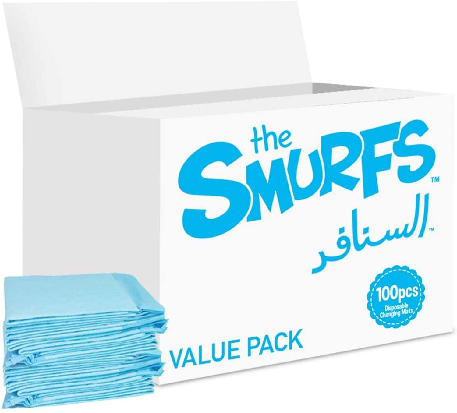 Smurfs Disposable Changing Mat, Piece Of 100, Nappy Pad, Pet Changing Pad, Pet Training Pad, Baby Diaper Mat, Nappy Pad Pet Training Pad, Blue سجادات تغيير الحفاضات للاستعمال مرة واحدة، 100 قطعة من السنافر Smurfs Disposable Changing Mat, Piece Of 100, Nappy Pad, Pet Changing Pad, Pet Training Pad, Baby Diaper Mat, Nappy Pad Pet Training Pad, Blue سجادات تغيير الحفاضات للاستعمال مرة واحدة، 100 قطعة من السنافر